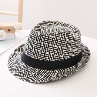 Nozhi meng outdoor jazz hat men's rolled british style retro straw hat middle-aged and elderly stage performance hat nm673 black average pier girth 58cm