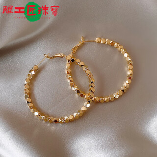 Fat donglai's same style 18k gold large hoop earrings 2024 new k gold plain hoop women's hoop color gold gold design diameter 4cm