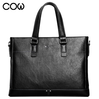 French cow briefcase men's business casual handbag fashion casual large capacity computer bag c-9800 black
