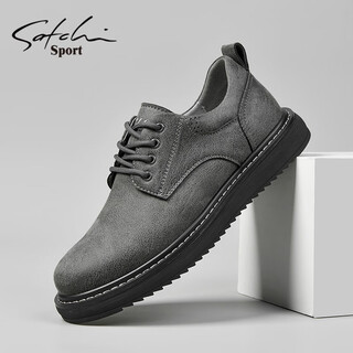 Satchi men's shoes autumn and winter new business casual shoes fashionable british sneakers men's low-cut lace-up shoes for men gray 40 (250mm) leather shoe size