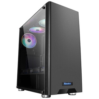 Huntkey gs500c black chassis (side see-through/supports atx motherboard/wide-body gaming computer chassis/supports long graphics card/blackened backline/hot stamping feet)