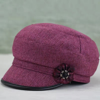 Hats for the elderly, women's spring and autumn grandma peaked caps, middle-aged and elderly mother's hats, casual short-brimmed cloth hats, spring thin, purple, one size fits all, adjustable