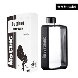 Mochic moses a5 flat water cup, high-looking, portable, creative water bottle, fitness sports water cup, square kettle for men and women, gentleman black, pc material 380ml