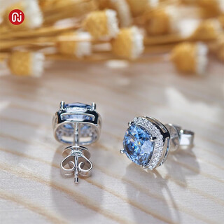 Gigajewe giant jewelry 4.5ct white gold cushion-cut blue push back moissanite stud earrings for girlfriend and mother, blue 18k
