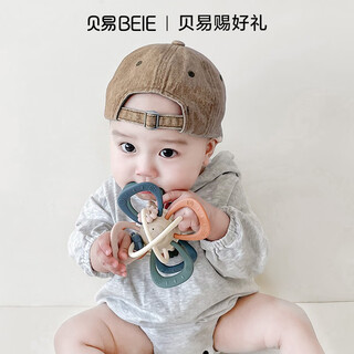 Beie baby teether, molar and chewing gum baby toy, manhattan hand ball, can be chewed and grasped for training, manhattan ball - gray color, rotatable