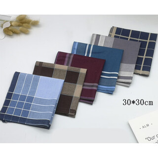 Duoyin men's cotton handkerchief old-fashioned cotton soft sweat-absorbent towel thin handkerchief plaid elderly