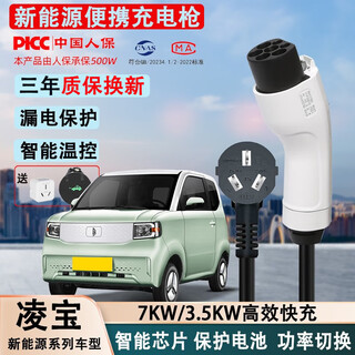 New energy vehicle portable charging gun charger 220v fast charge slow charge universal 32a 16a 3kw 7kw vehicle national standard ac household charging gun lingbao box coco uni new energy 3 meters 8a/16a two-speed adjustment