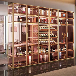 Double customized light luxury wine cabinet aluminum alloy cabinet simple modern red wine cabinet customized for home living room size can be customized with deposit double door