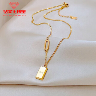Fat donglai's same style au750 color gold necklace 2024 new 18k gold pearl women's summer light luxury 750 lock 18k rich small gold brick