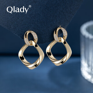 Qlady geometric earrings women's fashion temperament 925 silver needle light luxury earrings niche design birthday gift for girlfriend