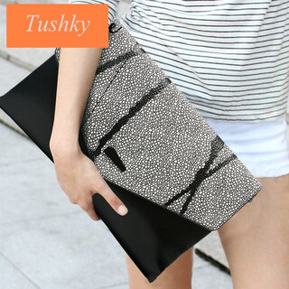 Tushky handbag women's handbag 2025 new fashion trendy large capacity genuine leather women's envelope bag women's bag valentine's day gift black gray - ready stock