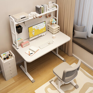 Halodn liftable computer desk bedroom home study office study table workbench student desk bookshelf integrated table single table white (can be lifted) length 100 width 60 height (63-90) cm
