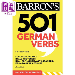 Barron 501 German Verbs Sixth Edition 501个德语动词 第六版 德文语言学习 单词时态语法发音英文原版进口图书
