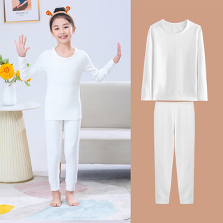 Feng lingniao children's white t-shirt tight-fitting flesh-colored dance suit for girls white bottoming shirt suit for middle-aged and older children's school uniform for men, plus velvet and thickening (white suit) 120 cm (if you want a close fit, don't buy a big one)