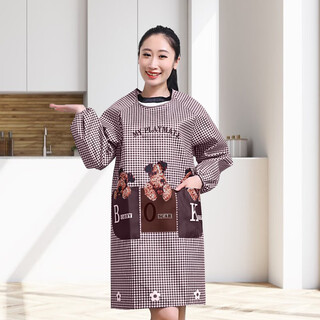 京惠思创 韩版时尚围裙【防污 防油 长袖】卡通图案厨房围裙女家用长袖