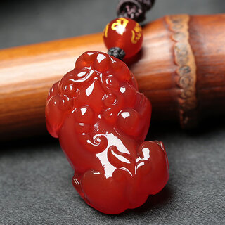 Ciling pavilion red agate pixiu pendant pichu pixiu jewelry pendant necklace animal year gift men and women amulet pendant