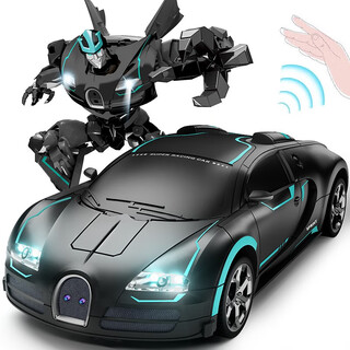 Huanmojia transforming car remote control car robot boy children water bomb toy car rc kids racing stunts birthday gift gesture sensing transforming car gift box-blue 3-6-12-15 years old christmas eve christmas gift new year's day new year's gift