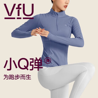 Vfu half-zip fitness wear women's long-sleeved sports running top set yoga wear pilates training wear autumn and winter healing blue-high elasticity on all sides s recommended 43-48kg