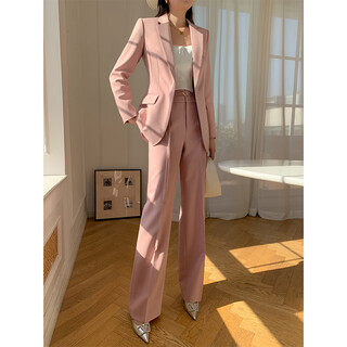 Sugargirl pink suit suit autumn wear with a complete set of slim and capable professional formal wear temperament commuter suit jacket pink suit xl