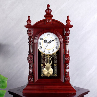 Hanshi (hense) solid wood table clock living room retro table clock display tabletop clock table time striking quartz clock hd276 right angle base (with time reporting)