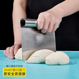 Weierjia food grade 304 stainless steel dough scraper cutting panel commercial rice roll cutting non-stick scraper baking tool 304 stainless steel dough knife one pair