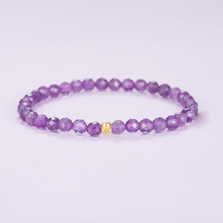 Fir crown austrian white crystal bracelet women's niche bracelet colorful beads pure gold natural amethyst exquisite bracelet 4.5mm natural amethyst + 999 pure gold