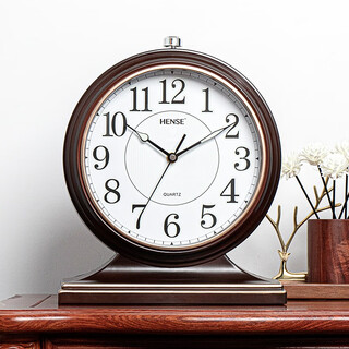 Hanshi (hense) luminous table clock living room decoration table clock bedside clock office wall watch household simple creative quartz clock hd22 brown (height 33cm)