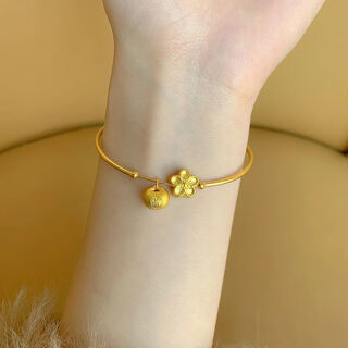 Mr. ouyang's little fat blessing peach blossom bracelet gold color bracelet female niche simple and exquisite light luxury style little peach blossom bracelet fat blessing peach blossom bracelet-58 closed mouth