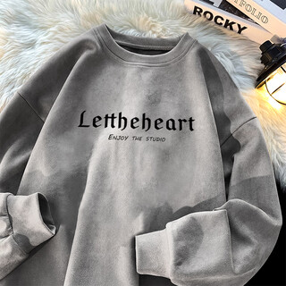 Style heavy suede sweatshirt men's long-sleeved t-shirt spring and autumn oversize loose inner top youth bottoming shirt jp006 gray (regular style) xl recommendation (135-150jin jin equals 0.5 kg)