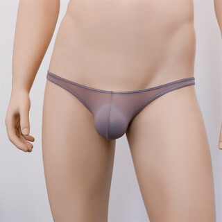 Roselex confidential delivery sexy men's mini thong comfortable ice silk transparent see-through tight ultra-low xxl coffee color-ice silk-see-through