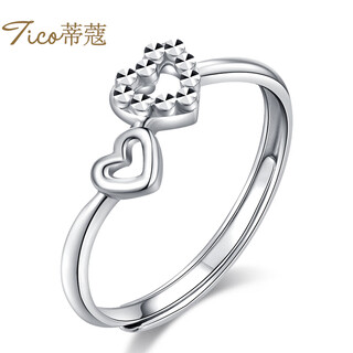 Tico platinum ring for women, heart-to-heart platinum ring for women, living platinum ring, double heart platinum ring