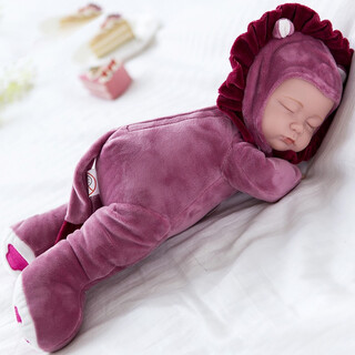 Happy note smart simulation doll toy baby plush doll comfort sleeping doll girl baby children's toy little lion style burgundy 35cm + silent version