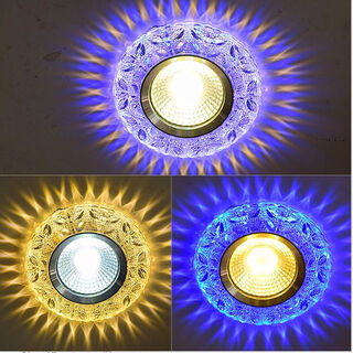 水晶射灯led客厅天花灯嵌入式牛眼灯孔灯彩色过道小三色筒灯 水晶碧波三色变光蓝 开孔：6厘米-8.5厘米通用