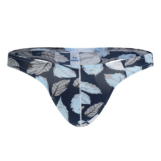 Roselex confidential delivery of new ice silk comfortable sexy thong sexy u convex bag men's t-pants blue bottom maple leaf xl
