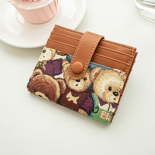 Bear attachment original niche design color matching coin purse multi-card slot buckle mini card holder valentine's day gift