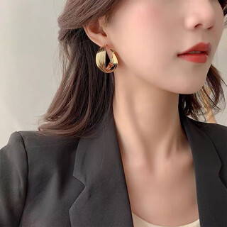 Idel's high-end hoop earrings 2025 new trendy internet celebrity temperament earrings for women's atmospheric exaggerated earrings birthday gift gold metal earrings e0534