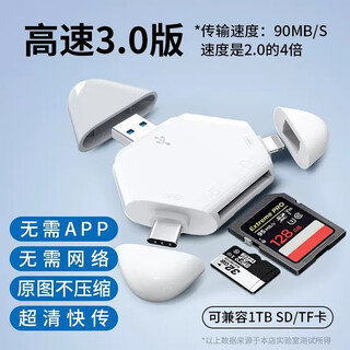 Aoro card reader all-in-one apple android typec huawei mobile phone computer iphone15 universal high-speed sd card tf card camera ipad multi-function memory card reading triangular magnetic card reader supports sd card + tf card high-speed upgrade model others