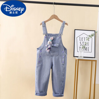 Disney (disney) girls denim overalls star dailu suit autumn big children korean style western style casual long-sleeved sweatshirt suspenders single-piece overalls 120cm recommended for 5-6 years old