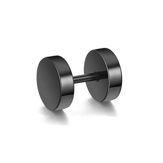 Feihua black earrings men's niche design dumbbell earrings titanium steel high-end simple boys trend xia youjie black 1 pack dumbbell diameter approximately 8mm