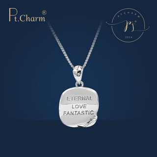 Pt.charm new women's platinum pendant curled small square brand platinum pendant pt950 letter necklace 520 gift pendant spot 2.2-2.3g national inspection certificate