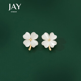 Jay 2025 new imitation cat's eye stone four-leaf clover earrings for women as a birthday gift for girlfriend