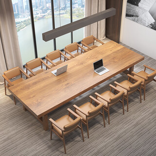 Yinggui solid wood large conference table log desk long table loft training table workbench modern simple negotiation table and chair 280*100*75 (desktop 8cm)
