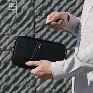 Potravel.design japanese style portable passport bag rfid travel portable overseas mobile phone document storage bag waterproof ticket holder protective cover black