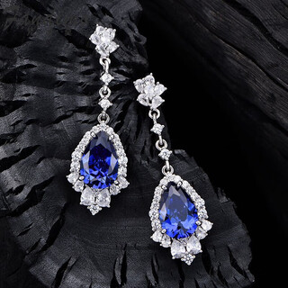 Fantimo chinese valentine's day light luxury brand retro tanzanite blue earrings for women s925 silver inlaid with simulated blue gemstones tanzanite blue sf express 925 silver