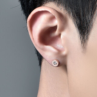 Mingyang zhuhai 18k gold stud earrings for men single diamond letter earrings single trend high-end fashion platinum rose gold earrings single 18k rose gold stud earrings + certificate