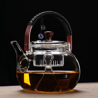Hui tea ceremony, high temperature resistant glass teapot, tea steamer, household teapot, health-preserving flower teapot, anti-scalding lifting kettle, kettle, tied walnut lifting kettle (double inner tank)