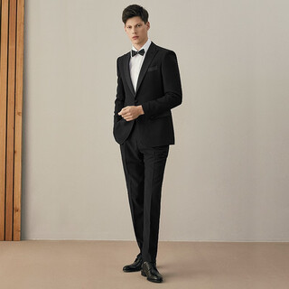 Busycon tuxedo groom wedding dress men's suit wedding-style black formal suit three-piece classic black dress top + pants 54 reference weight 165 jin jin equals 0.5 kg -180 jin jin equals 0.5 kg