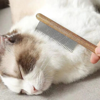 Lanswood cat comb, ragdoll cat hair comb, dog comb to remove floating hair, long hair cat flea comb, special combing tool for detangling, hair removal log comb - long and short teeth