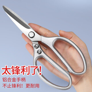 Aseblarm剪刀钛钢家用强力鸡骨剪不锈钢厨房专用杀鱼剪肉多功能食物大剪子 银色复古多功能剪
