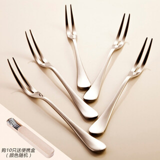 Onlycook stainless steel fruit fork 304 stainless steel korean creative cake fork mooncake fork dessert fruit pick set stainless steel fruit fork five-piece set (free portable box for purchases of 10 pieces, random color) five pieces